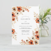 Terracotta Boho Herfst Bloemige Bruiloft Kaart (Staand voorkant)