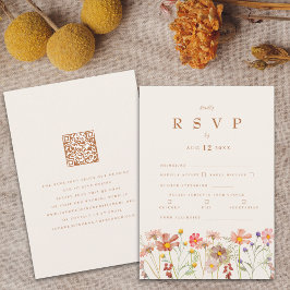 Terracotta Boho Herfst Bloemige Maaltijd Opties RSVP Kaartje