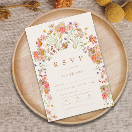 Terracotta Boho Herfst Bloemige Maaltijd Opties RSVP Kaartje