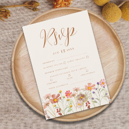 Terracotta Boho Herfst Bloemige Maaltijd Opties RSVP Kaartje