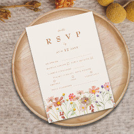 Terracotta Boho Herfst Bloemige Maaltijd Opties RSVP Kaartje