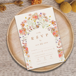 Terracotta Boho Herfst Bloemige Maaltijd Opties RSVP Kaartje
