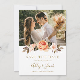 Terracotta Boho Herfst Bloemige Verbrand Oranje Br Save The Date