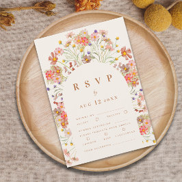 Terracotta Boho Herfst Bloemrijke Maaltijd Opties RSVP Kaartje