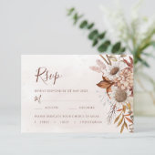Terracotta Boho Herfst Bloemstuk Eetopties Bruilof RSVP Kaartje (Staand voorkant)