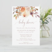 Terracotta Boho Herfst Floral | BABY SHOWER Kaart (Staand voorkant)