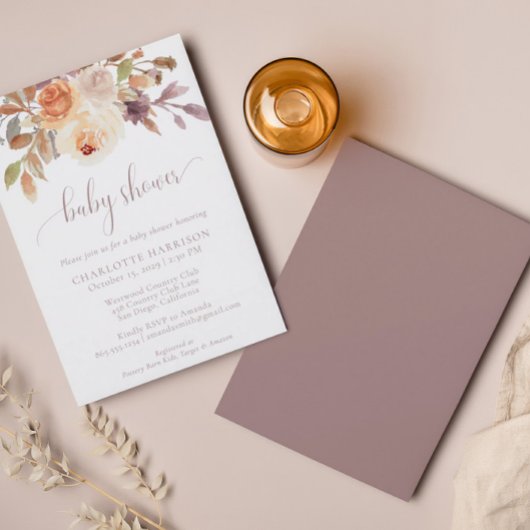 Terracotta Boho Herfst Floral | BABY SHOWER Kaart