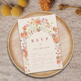 Terracotta Boho Herfst Floral Maaltijden RSVP Kaartje