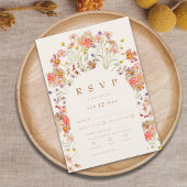 Terracotta Boho Herfst Floral Maaltijden RSVP Kaartje