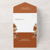 Terracotta Boho Herfst Floral Waterverf bruiloft All In One Uitnodiging (Buitenkant)