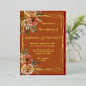 Terracotta Boho Herfst Floral Waterverf Folie Uitnodiging (Staand Voorkant)