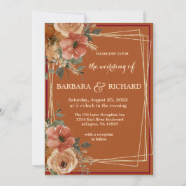 Terracotta Boho Herfst Floral Waterverf Kaart