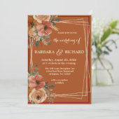 Terracotta Boho Herfst Floral Waterverf Kaart (Staand voorkant)