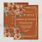 Terracotta Boho Herfst Floral Waterverf Kaart (Voorkant / Achterkant)