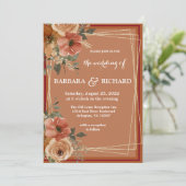 Terracotta Boho Herfst Floral Waterverf Kaart (Staand voorkant)