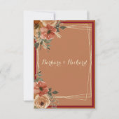 Terracotta Boho Herfst Floral Waterverf Wedding RSVP Kaartje (Achterkant)