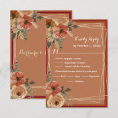 Terracotta Boho Herfst Floral Waterverf Wedding RSVP Kaartje (Voorkant / Achterkant)