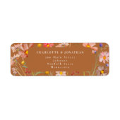 Terracotta Boho Herfst Floral Wedding Etiket (Voorkant)