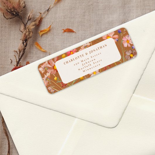 Terracotta Boho Herfst Floral Wedding Etiket