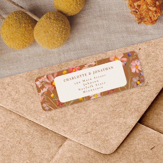 Terracotta Boho Herfst Floral Wedding Etiket