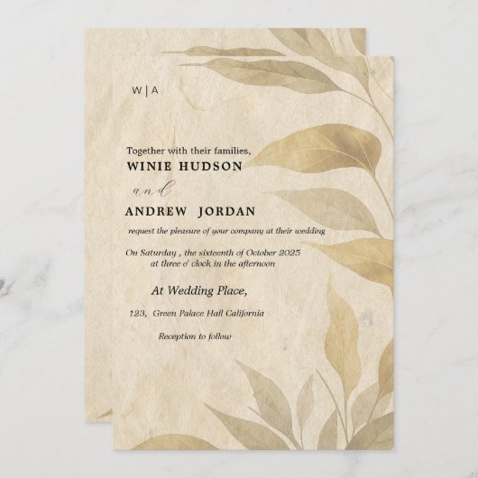 Terracotta Boho herfst loof huwelijksuitnodiging Kaart (Voorkant / Achterkant)