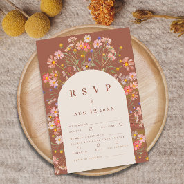 Terracotta Boho Herfst Rustieke Floral Maaltijden RSVP Kaartje