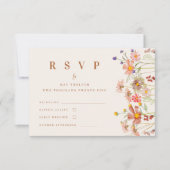 Terracotta Boho Herfst Wildflower Floral Wedding R RSVP Kaartje (Voorkant)