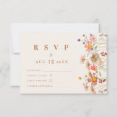 Terracotta Boho Herfst Wildflower Floral Wedding RSVP Kaartje (Voorkant)