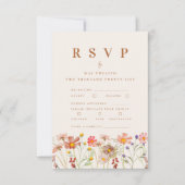 Terracotta Boho Herfst Wildflower Maaltijden RSVP Kaartje (Voorkant)