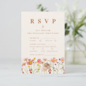Terracotta Boho Herfst Wildflower Maaltijden RSVP Kaartje (Staand voorkant)