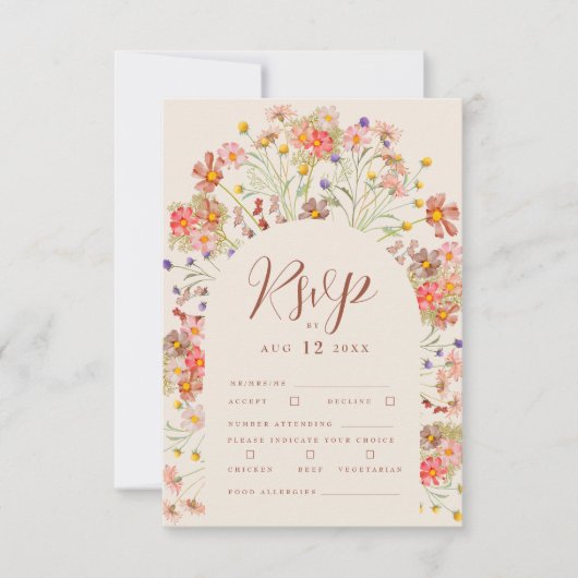 Terracotta Boho herfstbruiloft RSVP Kaartje (Voorkant)