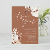 Terracotta Boho Het is een Girl Baby shower Uitnod Kaart (Staand voorkant)