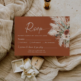 Terracotta Boho Huwelijksreactie RSVP Kaart