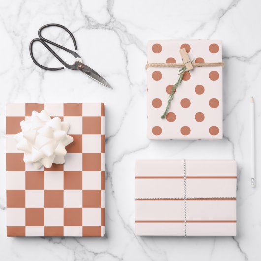 Terracotta Boho Inpakpapier 3 Stuks Neutraal Cadea Vel (Voorkant)