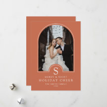 Terracotta Boho Kerst Familie Foto Groet