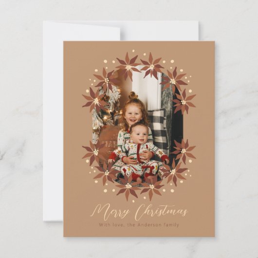 Terracotta Boho Kerstmis Feestdagenkaart (Voorkant)