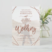 Terracotta boho lijst eenvoudige foto script bruil kaart (Staand voorkant)
