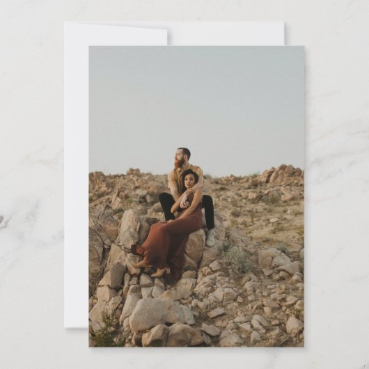 Terracotta boho lijst simpel fotoscript bruiloft kaart (Achterkant)