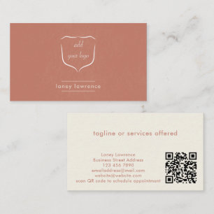 Terracotta Boho Logo + QR Code Beauty Professional Visitekaartje