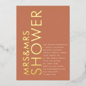Terracotta Boho Mevrouw en mevrouw COUPLES Vrijgez Folie Uitnodiging (Voorkant)