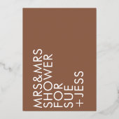 Terracotta Boho Mevrouw en mevrouw COUPLES Vrijgez Folie Uitnodiging (Achterkant)