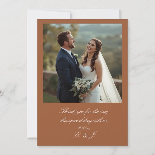 Terracotta Boho Minimal Photo Wedding Invitation Kaart (Achterkant)