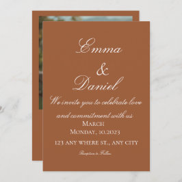 Terracotta Boho Minimal Photo Wedding Invitation Kaart