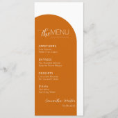 Terracotta Boho Minimal Script Wedding Menu (Voorkant)