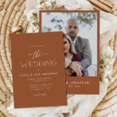 Terracotta Boho minimale foto bruiloft uitnodiging