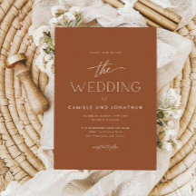Terracotta Boho minimale foto bruiloft uitnodiging