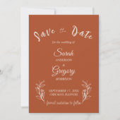 Terracotta Boho Minimalist Save the Date Kaart (Voorkant)