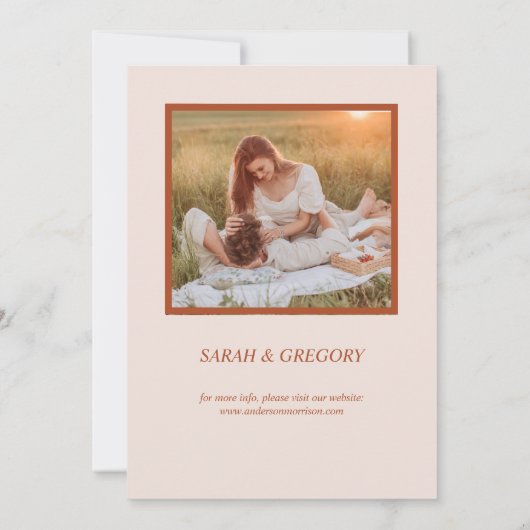 Terracotta Boho Minimalist Save the Date Kaart (Achterkant)