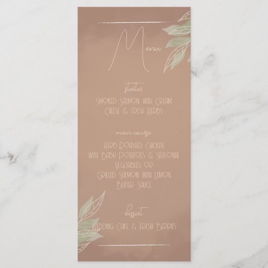Terracotta Boho Minimalist Wedding Menu (Voorkant)