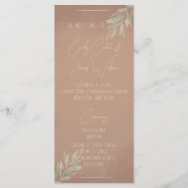 Terracotta Boho Minimalist Wedding Programmakaart